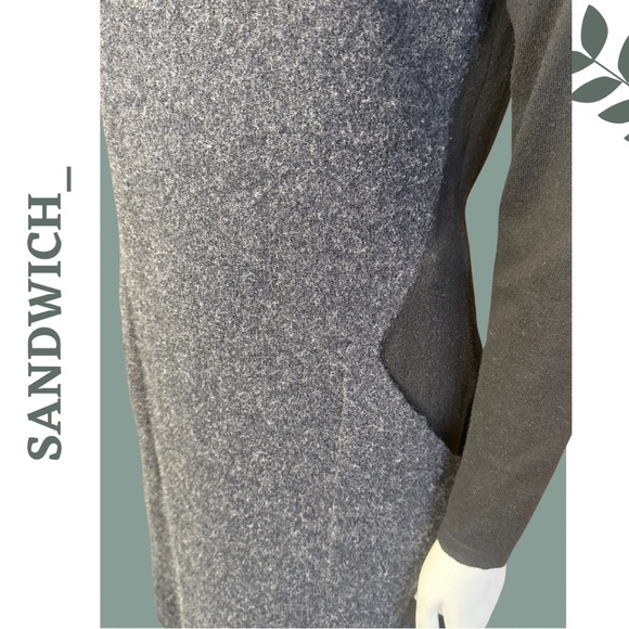 Sandwich Long Sleeve Knit Wool Blend Dress Color Block Detail Scoop Neck Medium - Picture 8 of 11